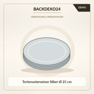 DEMO-Illustration: DEMO · Tortenuntersetzer Silber Ø 25 cm – kein Originalfoto